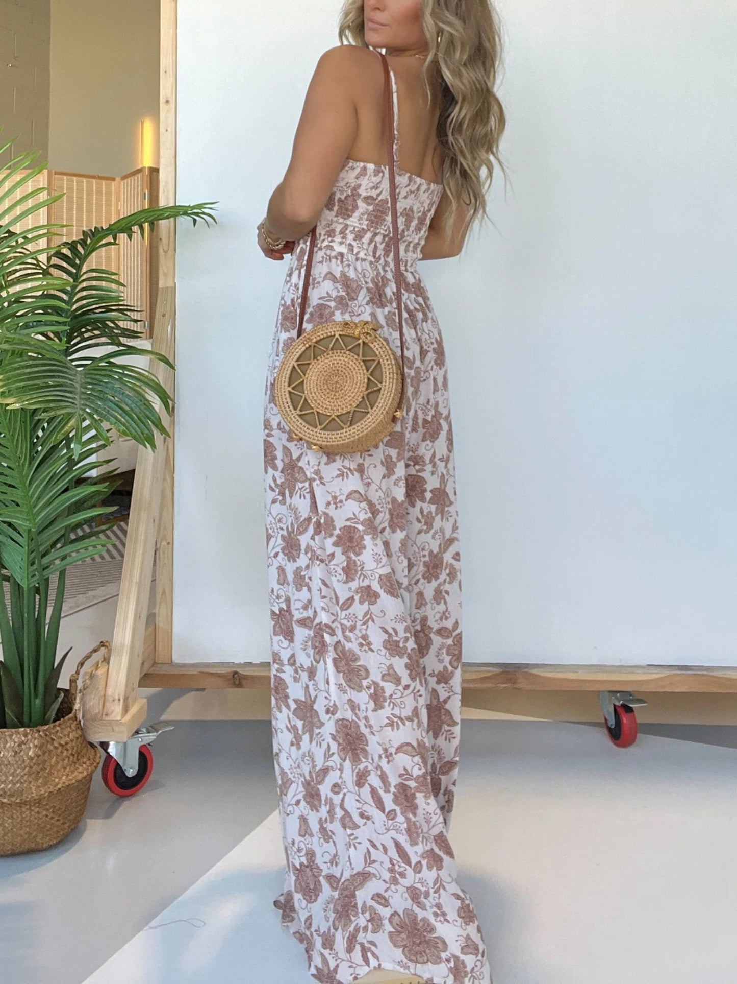 EOS | 2024 New Floral Hosenträger Jumpsuit mit weitem Bein