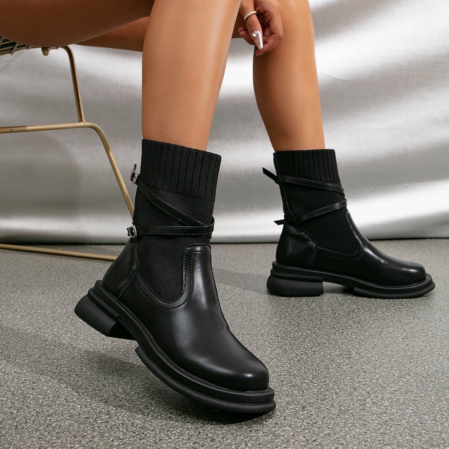 EOS | Elegante braune Stiefeletten mit Wickelriemen
