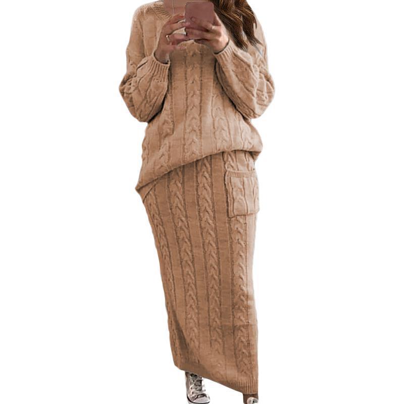 EOS | Stylisches Herbst Winter Gedrehter Floral Gestrickter Pullover Set