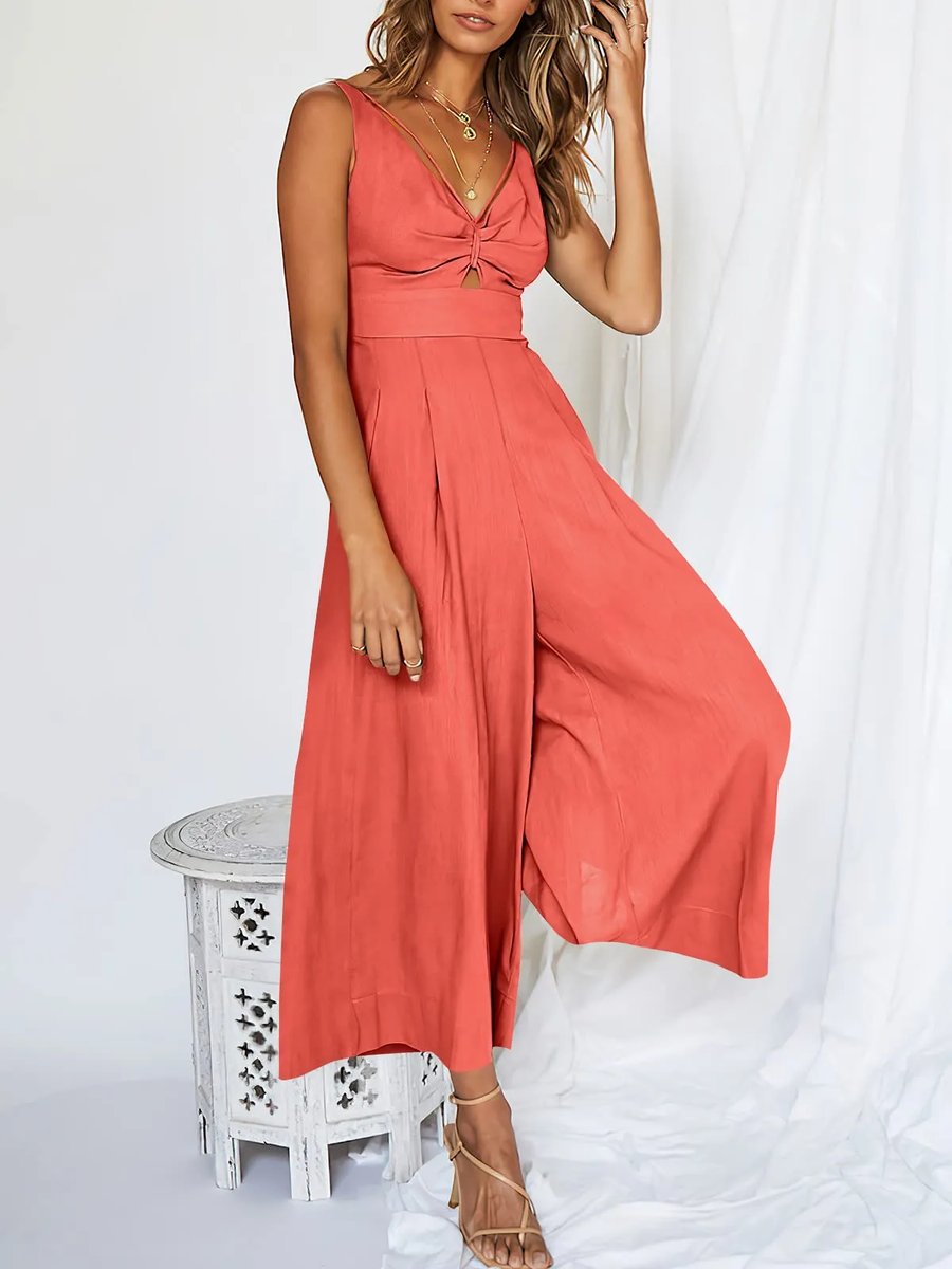 EOS | V-Ausschnitt Hochtaillierter Jumpsuit