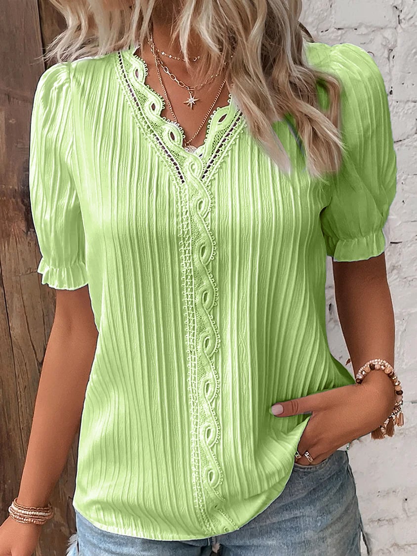 EOS | Elegante Kanten V-Ausschnitt Bluse