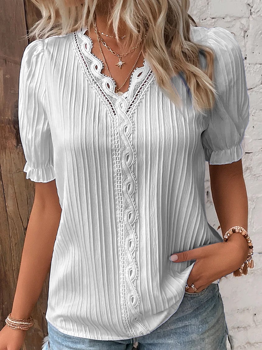 EOS | Elegante Kanten V-Ausschnitt Bluse