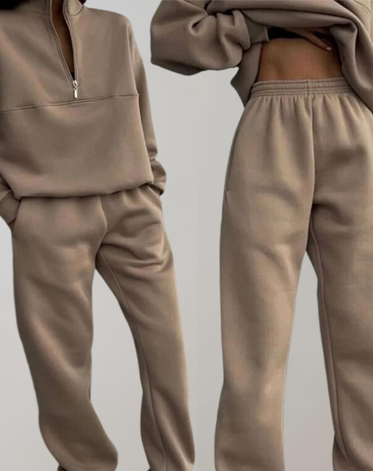 EOS | teilige Fleece-Trainingsanzug-Set - stilvolle Damen-Zip-Up-Oberteil und Jogginghosen