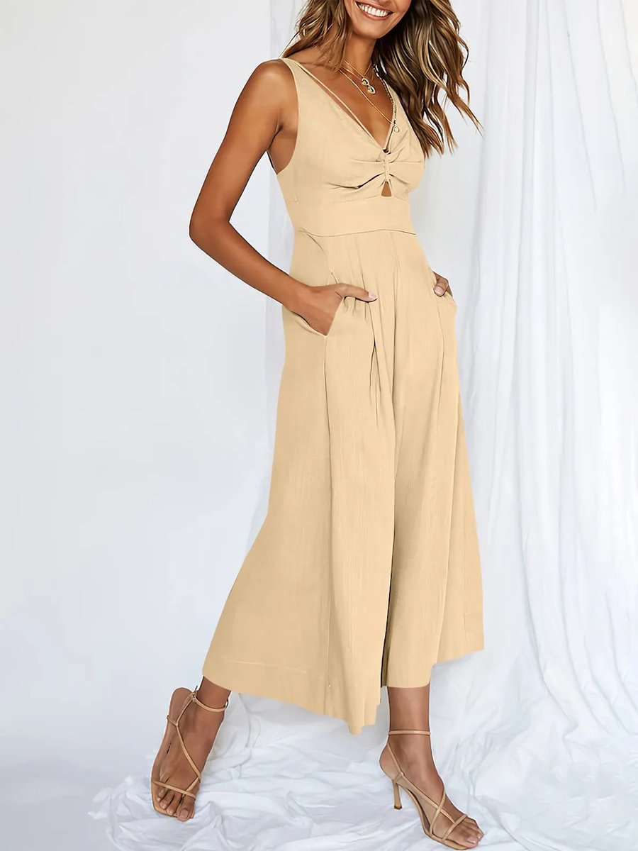 EOS | V-Ausschnitt Hochtaillierter Jumpsuit
