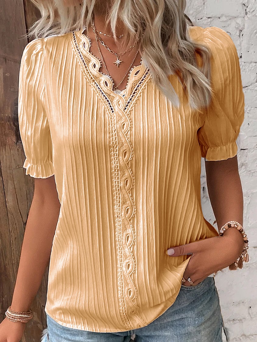 EOS | Elegante Kanten V-Ausschnitt Bluse