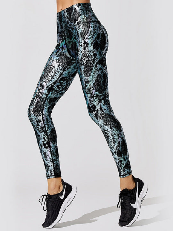 EOS | Damen Leggings mit hoher Taille und bronziertem Schlangenhautmuster