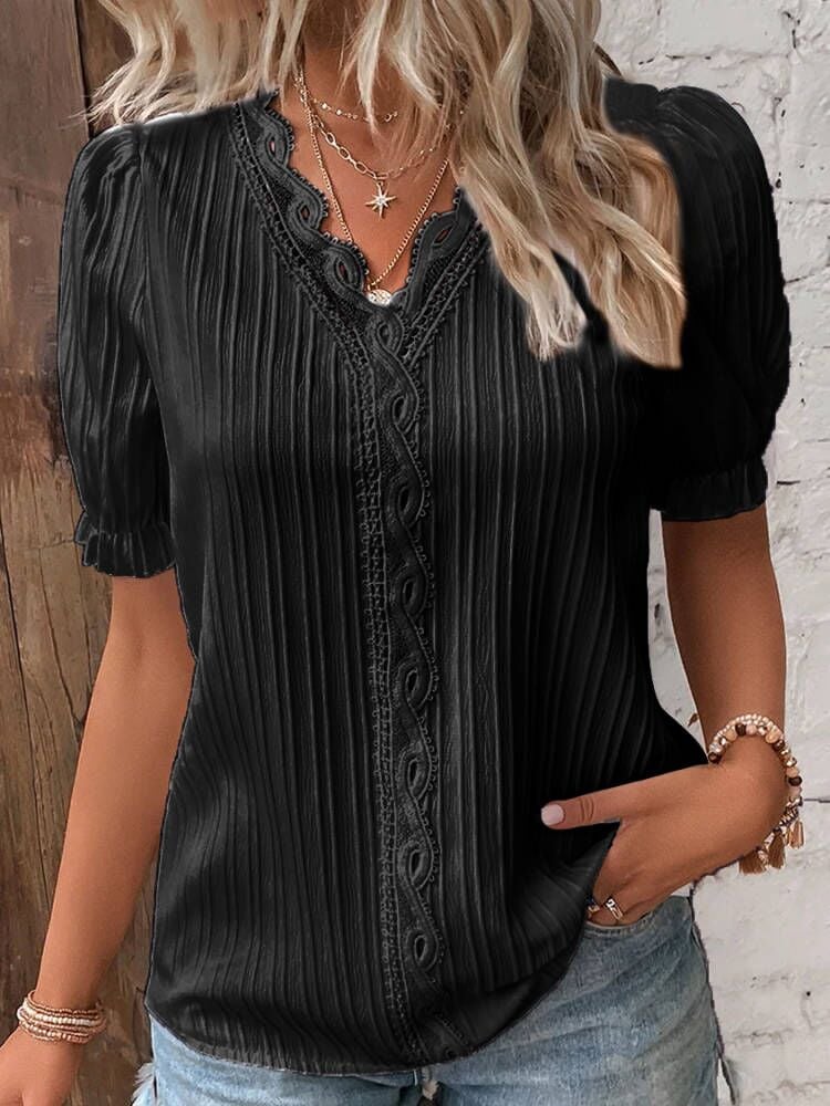 EOS | Elegante Kanten V-Ausschnitt Bluse