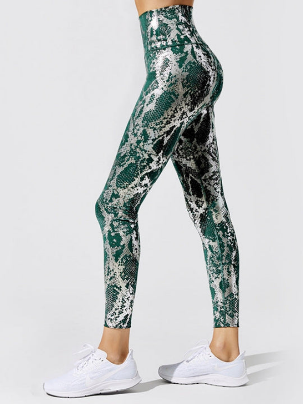 EOS | Damen Leggings mit hoher Taille und bronziertem Schlangenhautmuster