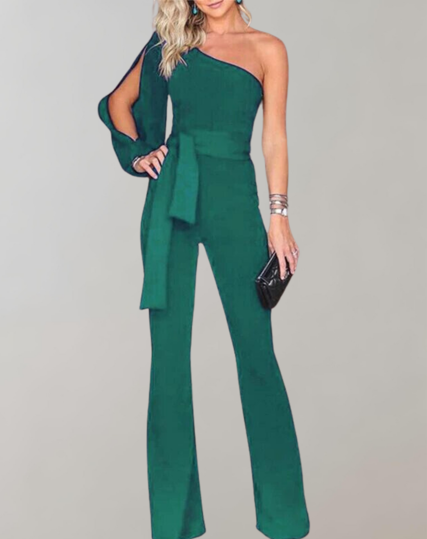 EOS | Luxuriöser Jumpsuit mit Schleifengürtel und Glitzerdetail