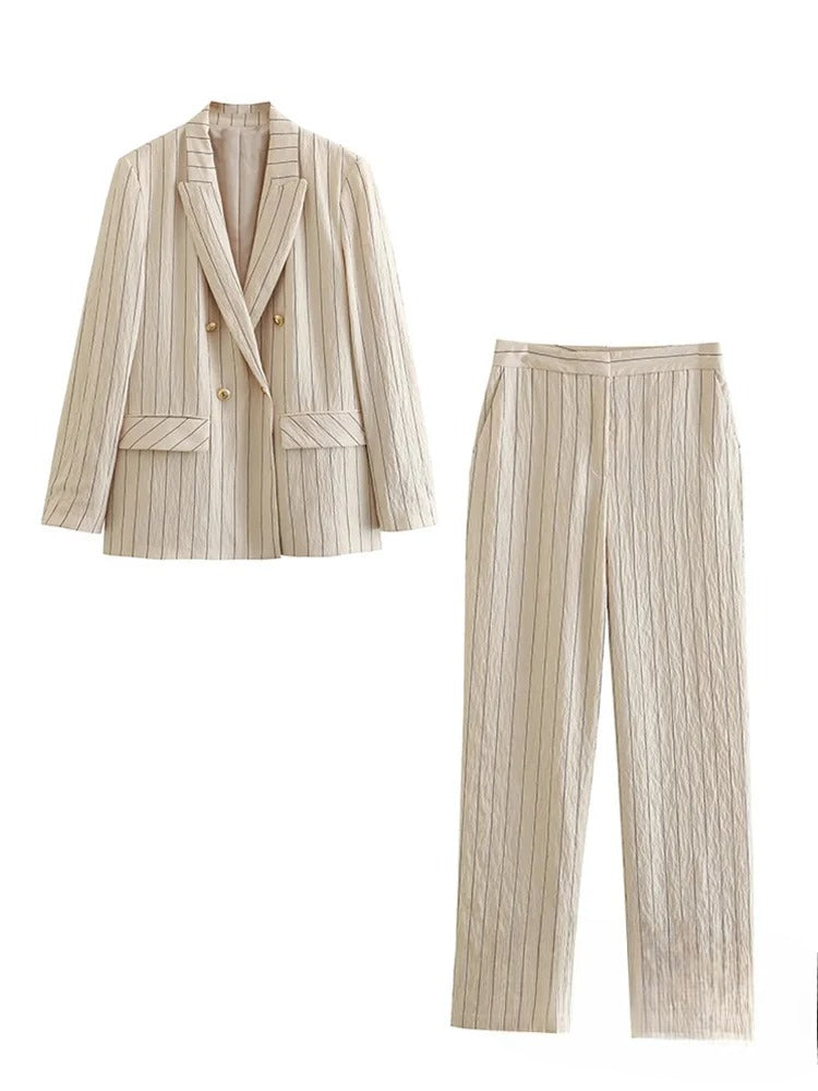 EOS | Set 2 teiliges gestreiftes EOS | Weste und Hose mit weitem Bein für Damen Co Ord Set