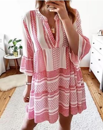 EOS | Kleid Bedruckte lange Ärmel Locker geschnittenes Sommerkleid
