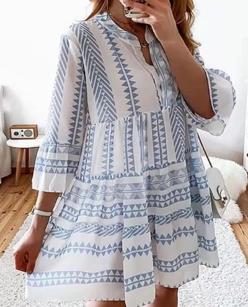 EOS | Kleid Bedruckte lange Ärmel Locker geschnittenes Sommerkleid