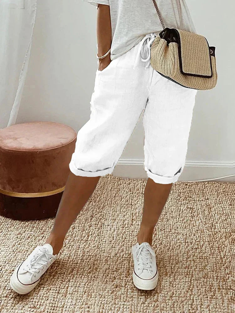 EOS | Hose Kordelzug Loose Fit Leinenshorts Damenhosen