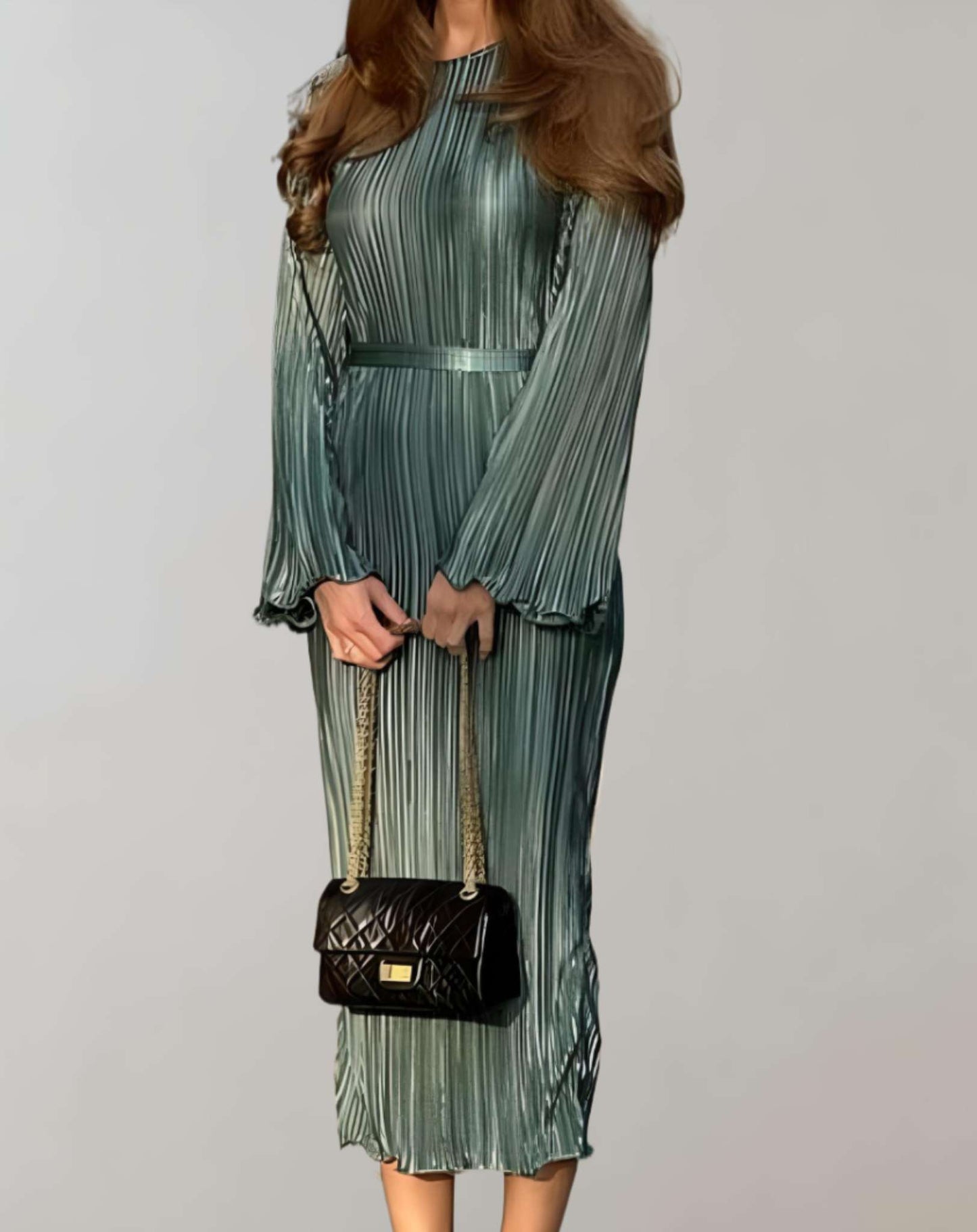 EOS | Tailliertes langes Kleid mit Falten