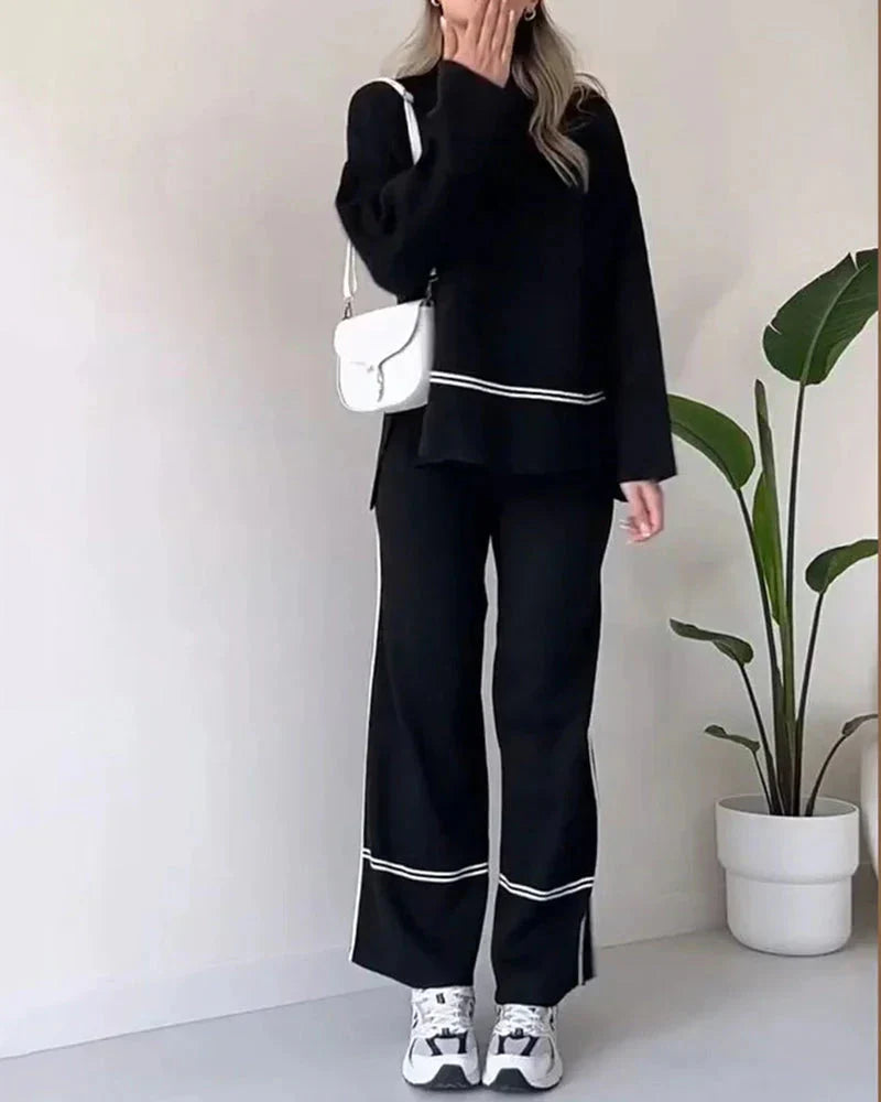 EOS | Ord Set Zweiteiler aus Oversize Damenpullover und Hose mit weitem Bein