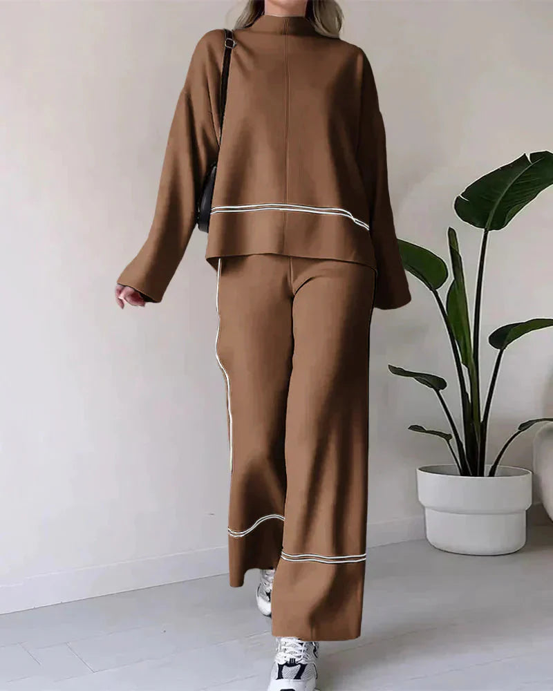EOS | Ord Set Zweiteiler aus Oversize Damenpullover und Hose mit weitem Bein