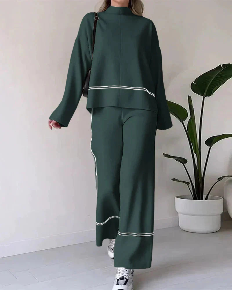 EOS | Ord Set Zweiteiler aus Oversize Damenpullover und Hose mit weitem Bein