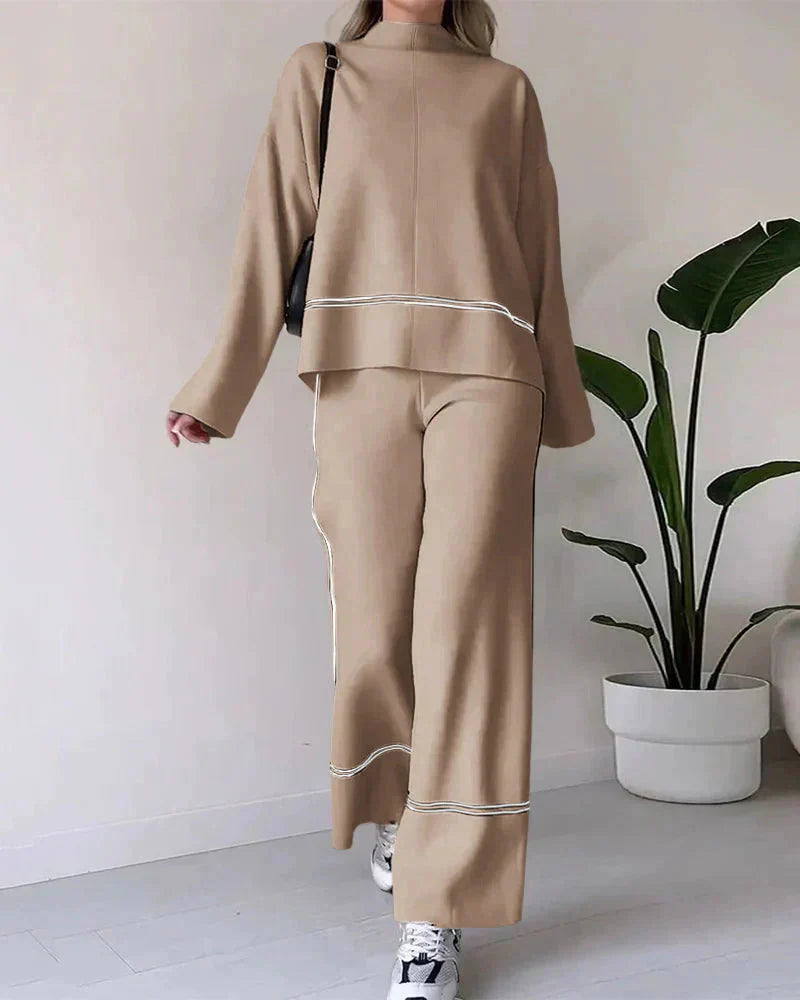 EOS | Ord Set Zweiteiler aus Oversize Damenpullover und Hose mit weitem Bein