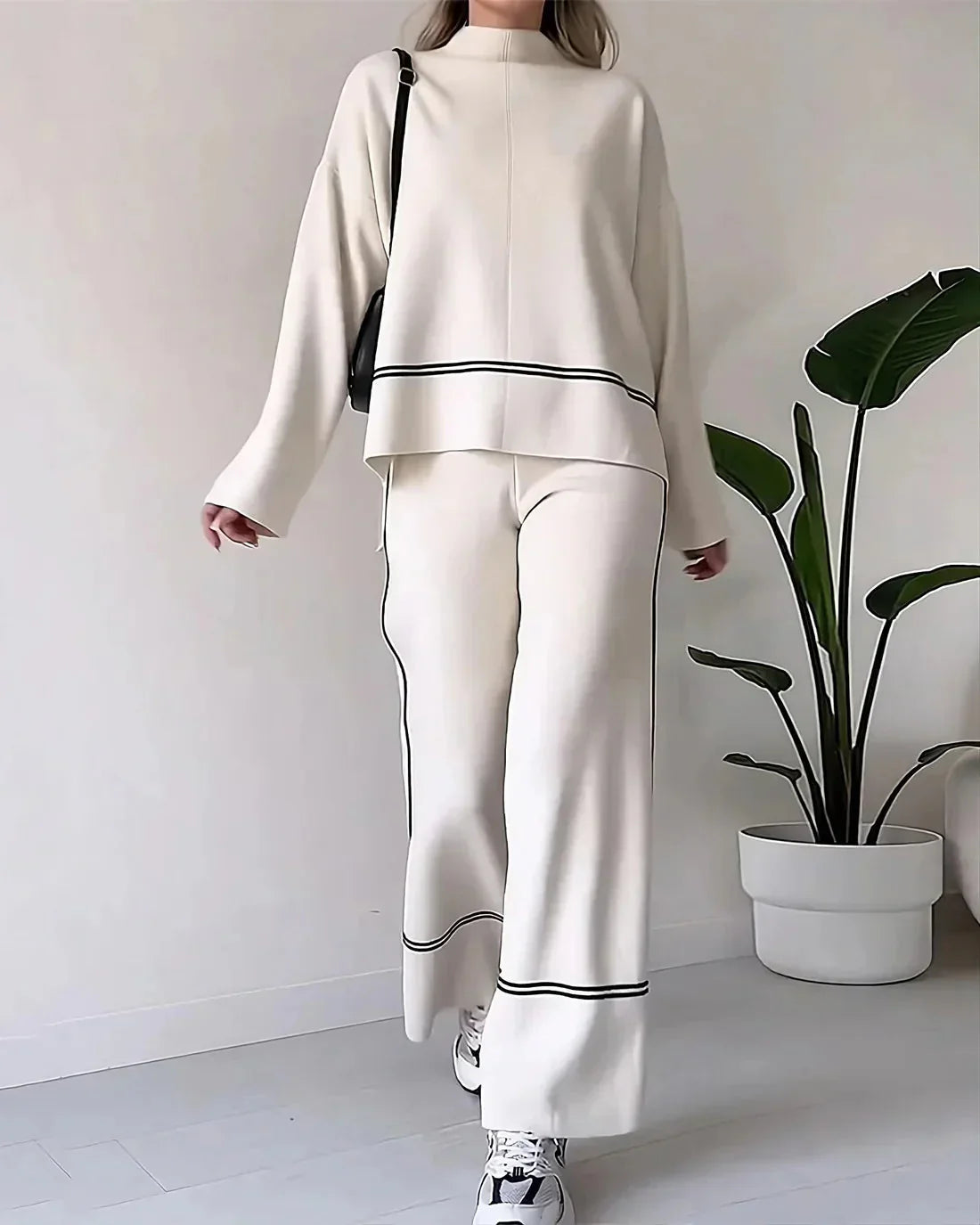 EOS | Ord Set Zweiteiler aus Oversize Damenpullover und Hose mit weitem Bein