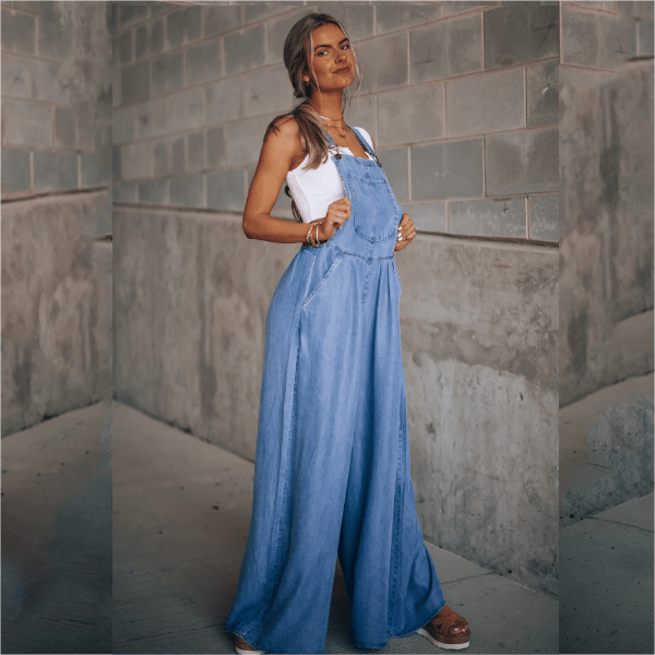 EOS | Overall Frauen ärmellose lockere Passform EOS | Jumpsuit mit weitem Bein