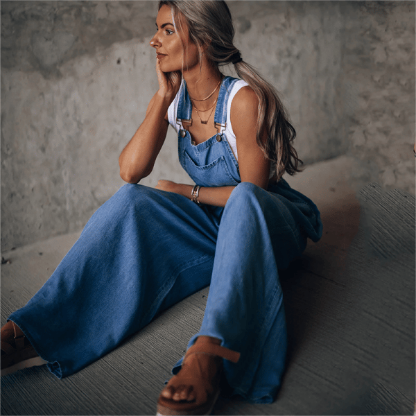 EOS | Overall Frauen ärmellose lockere Passform EOS | Jumpsuit mit weitem Bein