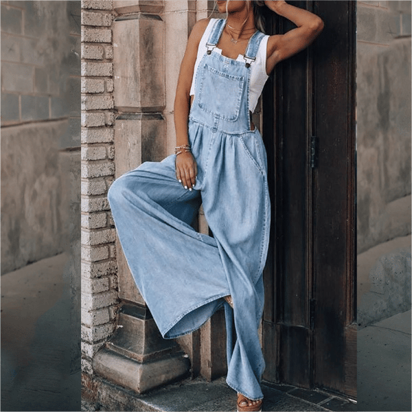 EOS | Overall Frauen ärmellose lockere Passform EOS | Jumpsuit mit weitem Bein
