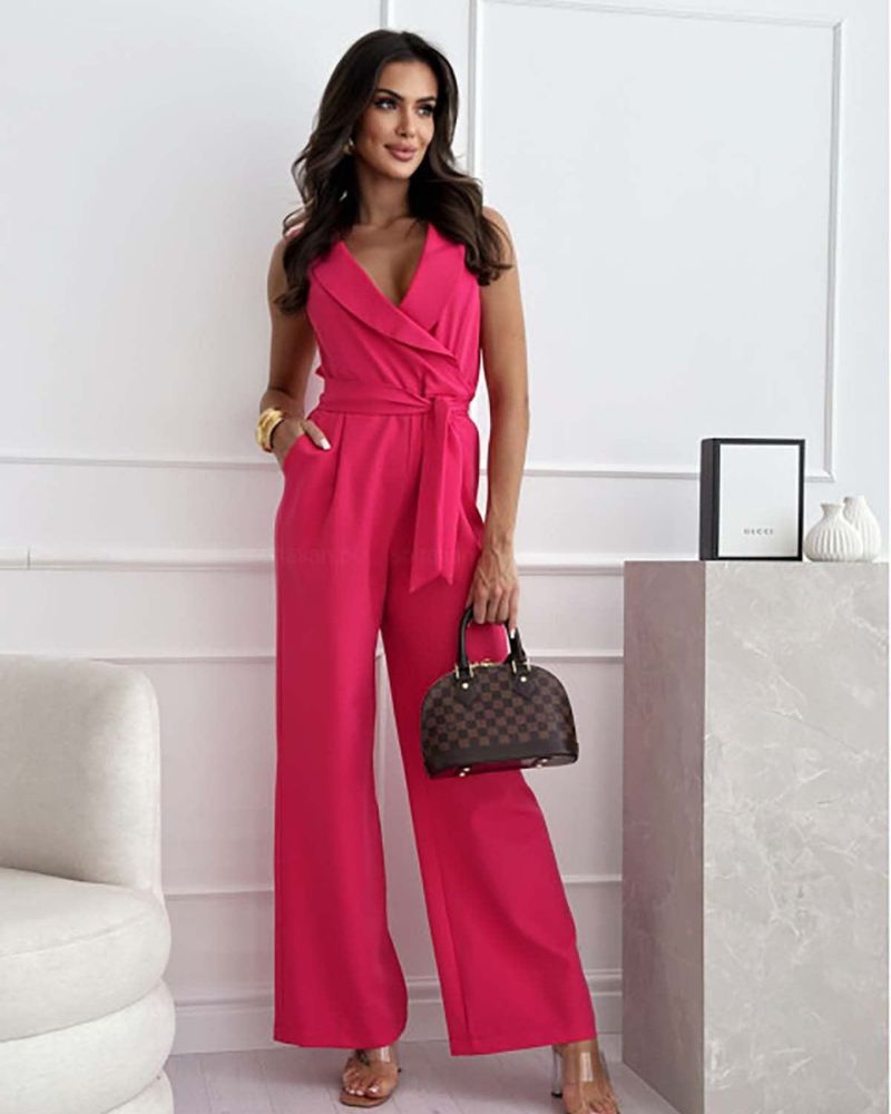 EOS | Jumpsuit ärmellos V Ausschnitt weit geschnittener Jumpsuit Damenbekleidung