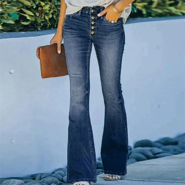 EOS | Jeans gewaschen Knopf Damenjeans Jeans mit hoher Taille