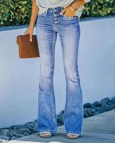 EOS | Jeans gewaschen Knopf Damenjeans Jeans mit hoher Taille
