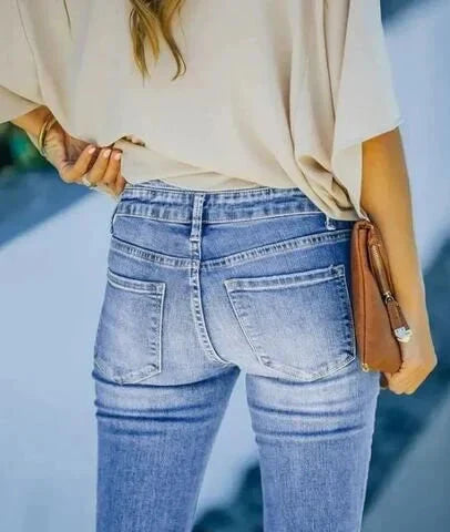 EOS | Jeans gewaschen Knopf Damenjeans Jeans mit hoher Taille