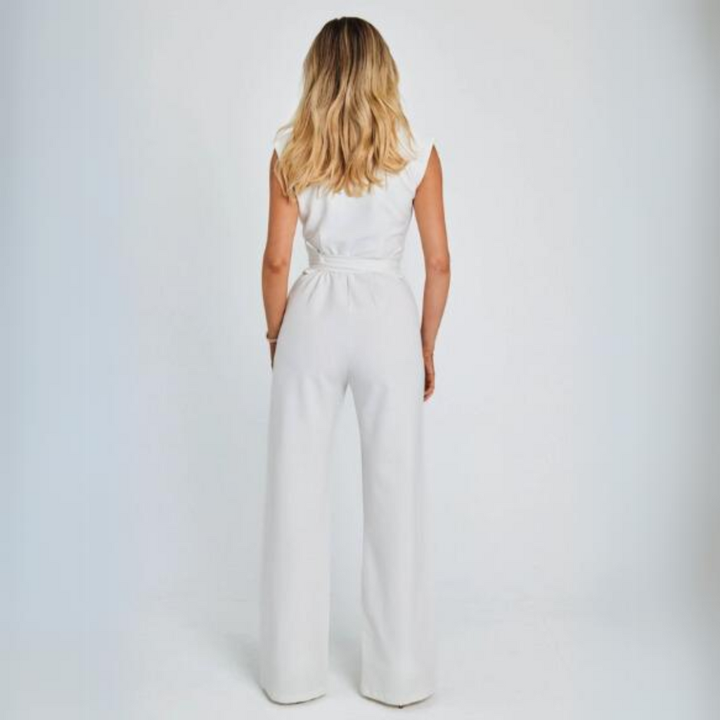 EOS | Elegant Taillenbinde Weite Beinpartie Ärmelloser Damen Overall
