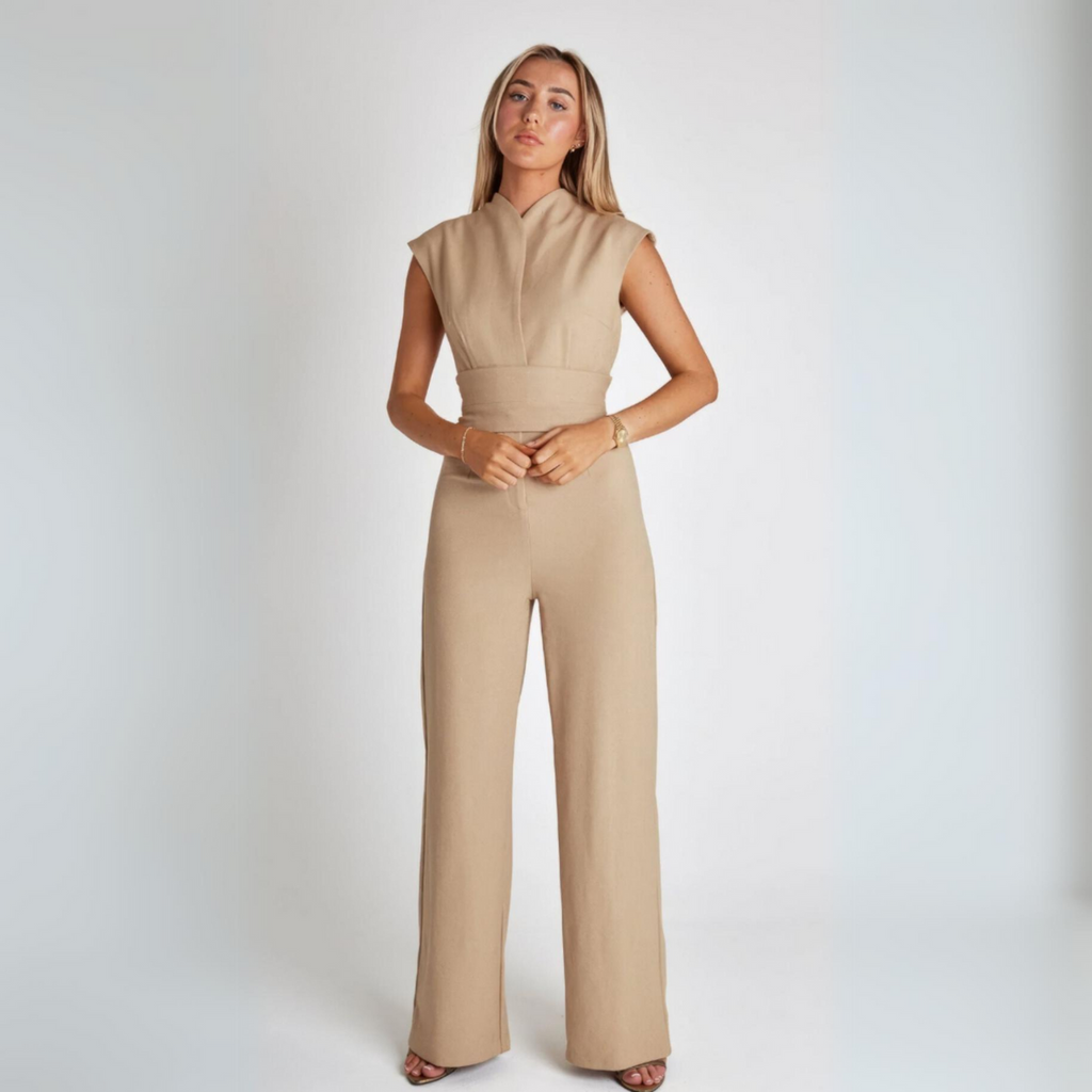 EOS | Elegant Taillenbinde Weite Beinpartie Ärmelloser Damen Overall