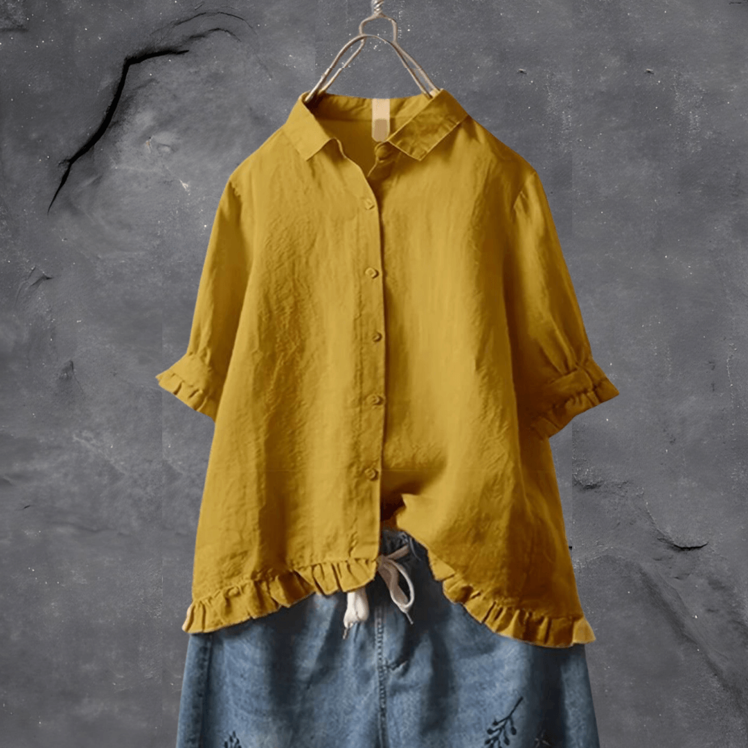 EOS | Damen Bluse mit Rüschen und Knopfleiste in Übergröße