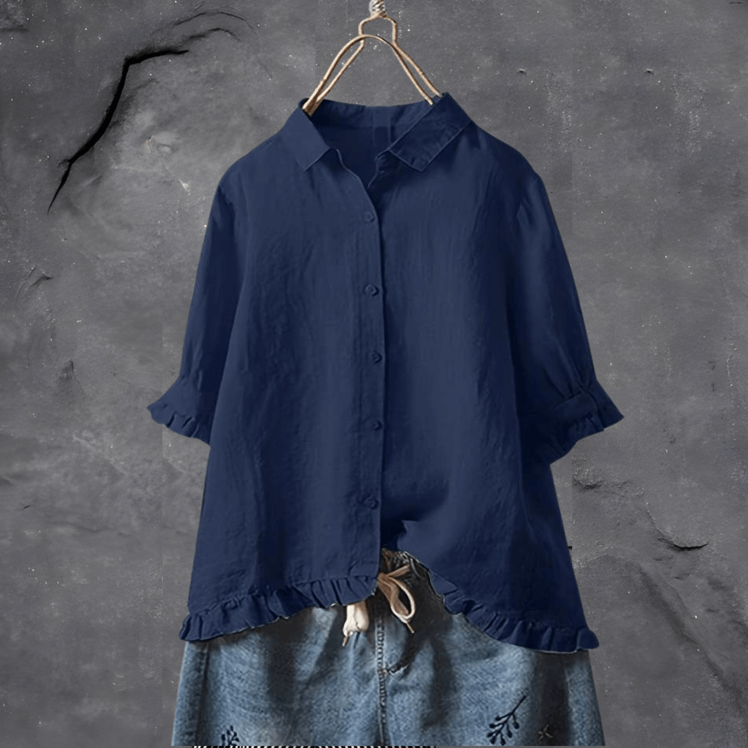 EOS | Damen Bluse mit Rüschen und Knopfleiste in Übergröße