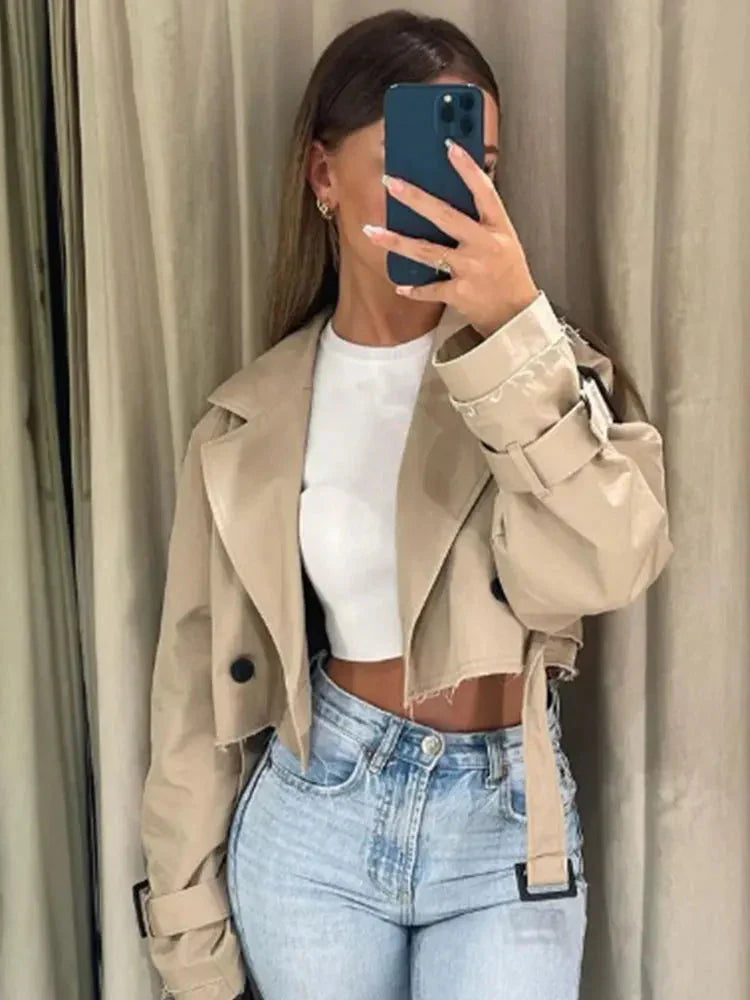 EOS | Trenchcoat Damen Trenchcoat in Beige, Zweireihig, mit Gürtel