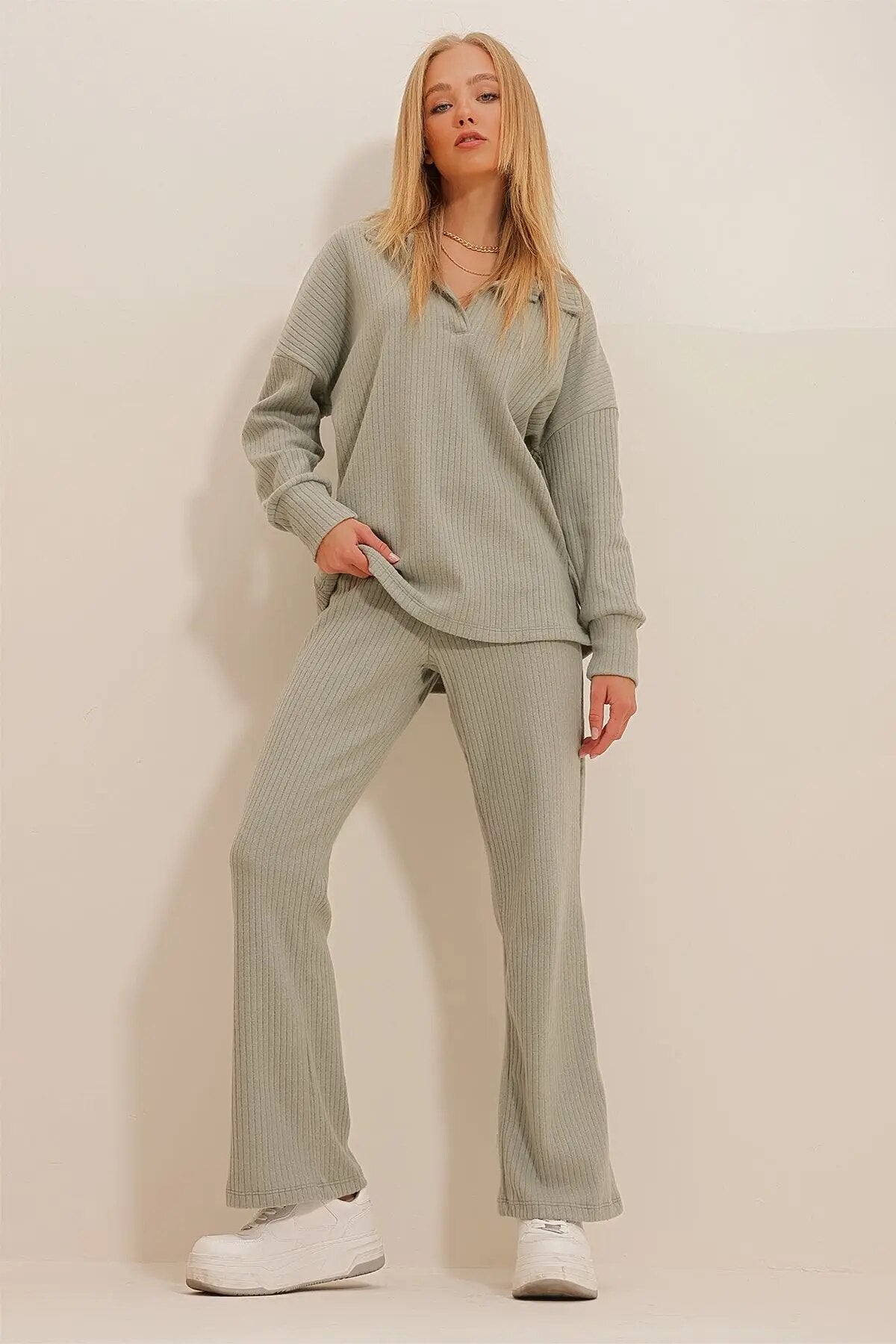 EOS | Set Langarmshirt Schlaghose Zweiteiler Loungewear für Damen