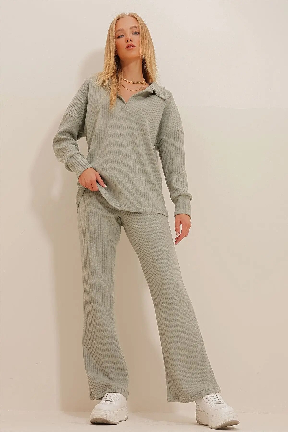 EOS | Set Langarmshirt Schlaghose Zweiteiler Loungewear für Damen