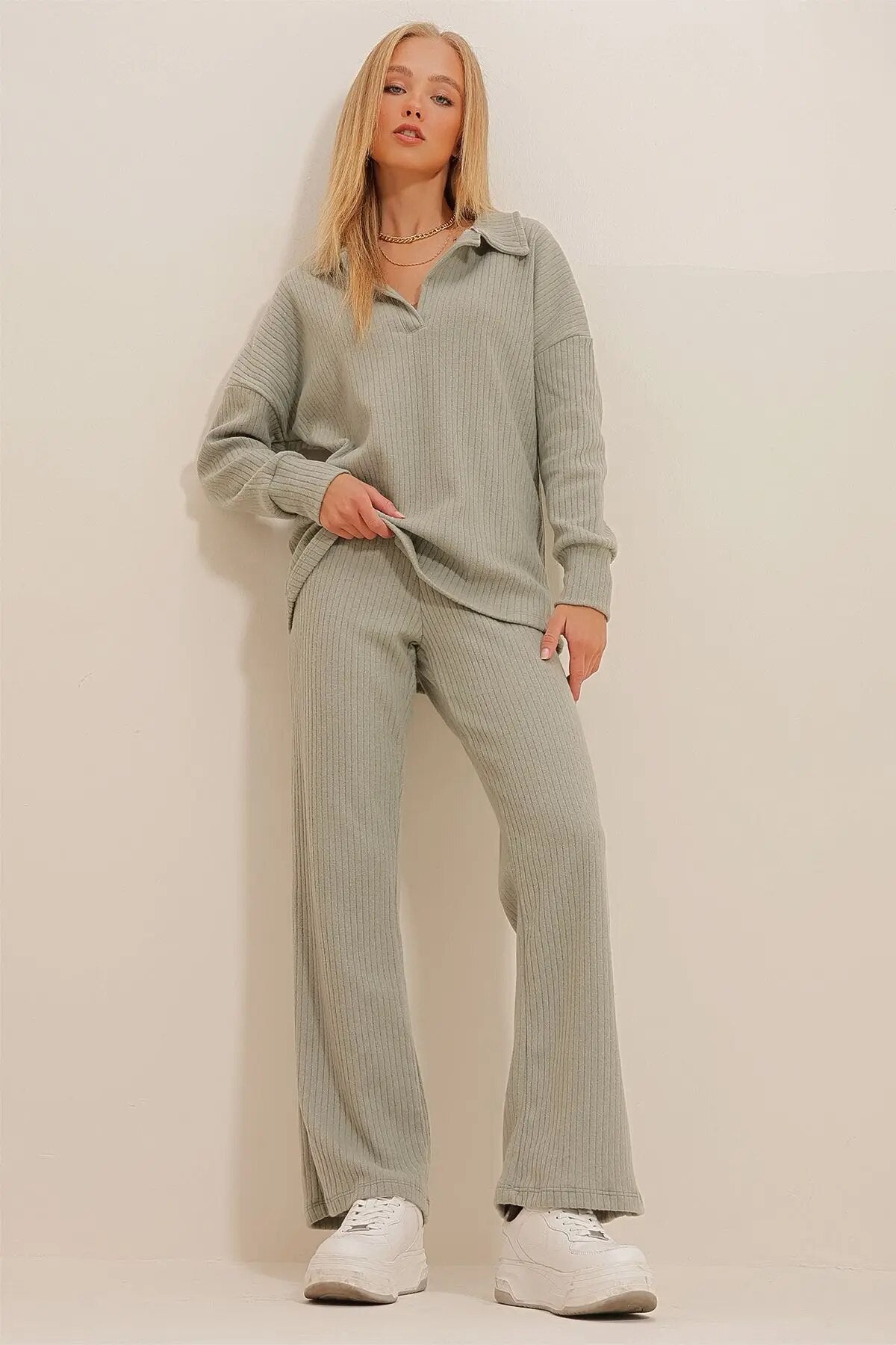 EOS | Set Langarmshirt Schlaghose Zweiteiler Loungewear für Damen