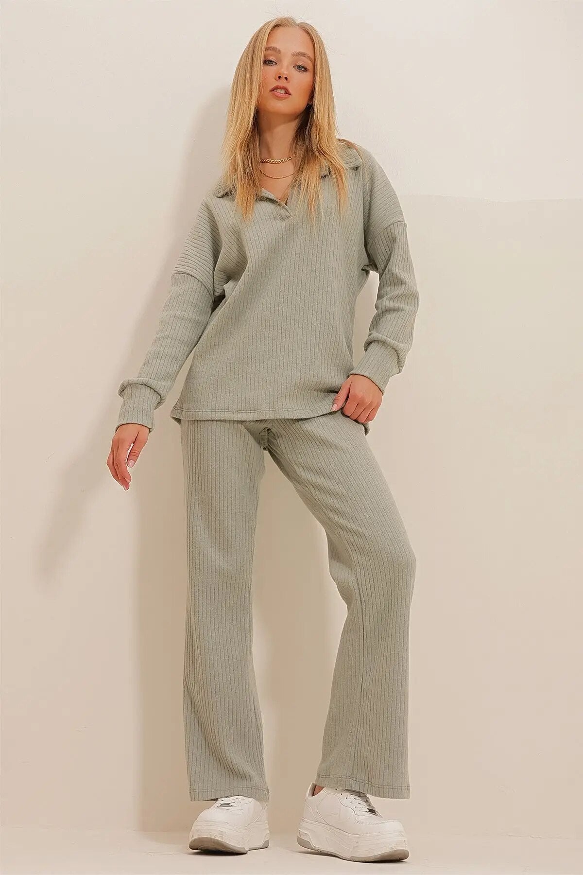 EOS | Set Langarmshirt Schlaghose Zweiteiler Loungewear für Damen