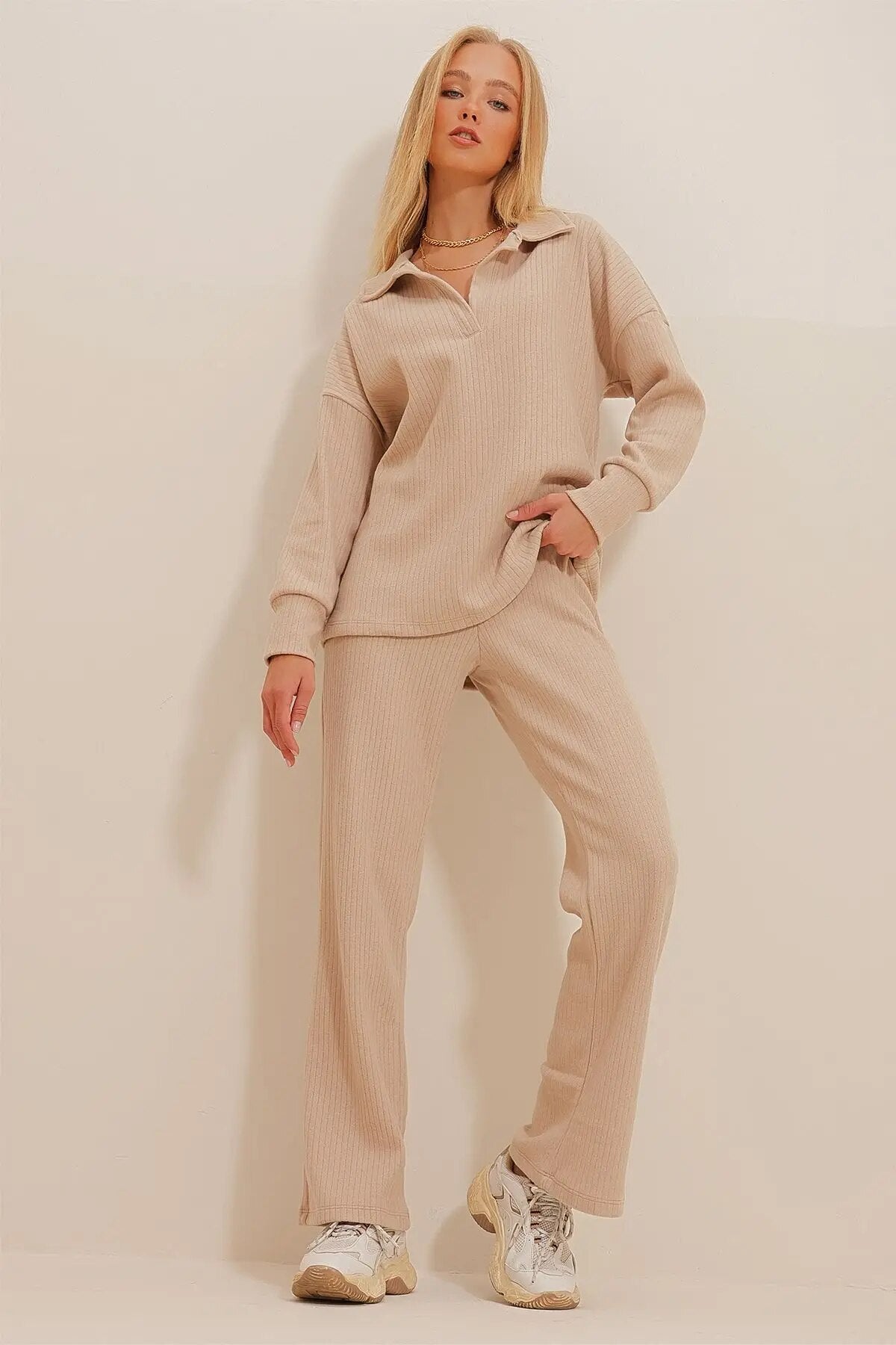 EOS | Set Langarmshirt Schlaghose Zweiteiler Loungewear für Damen