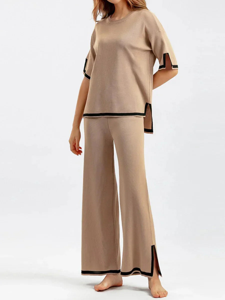 EOS | Set Kurzarm Shirt und Hose mit weitem Bein für Damen, zweiteiliges Set