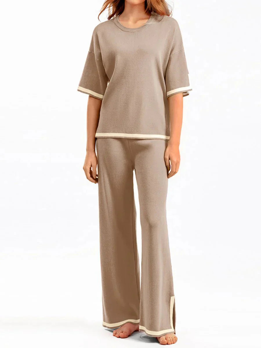 EOS | Set Kurzarm Shirt und Hose mit weitem Bein für Damen, zweiteiliges Set