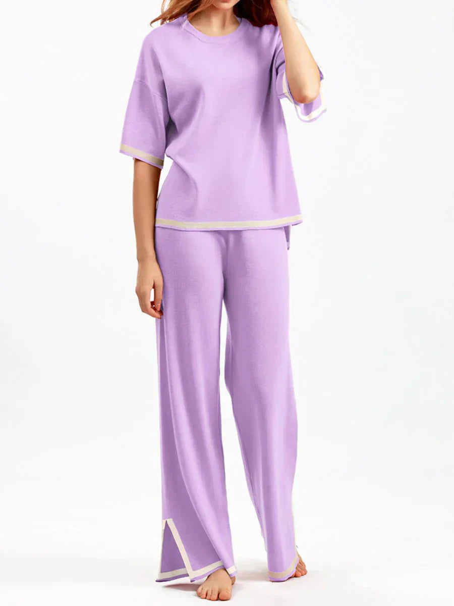 EOS | Set Kurzarm Shirt und Hose mit weitem Bein für Damen, zweiteiliges Set