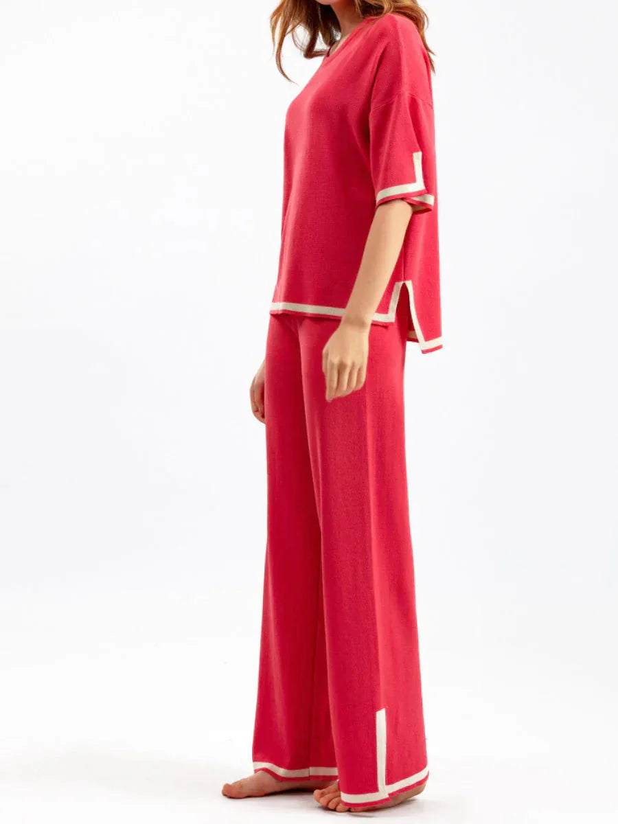 EOS | Set Kurzarm Shirt und Hose mit weitem Bein für Damen, zweiteiliges Set