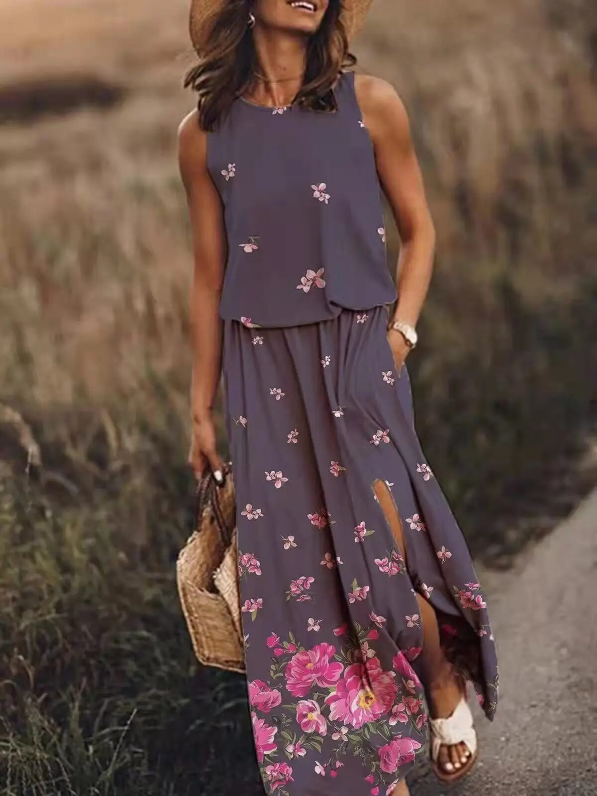 EOS | Sonnenkleid Floral Schlitz EOS | Kleid Sommerkleid