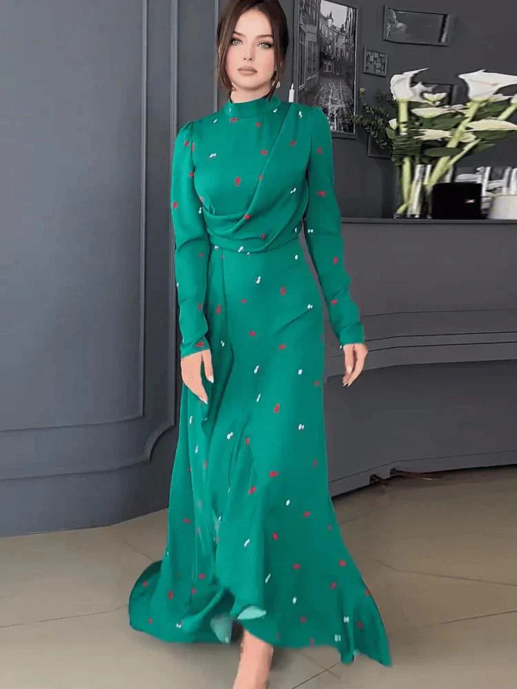 EOS | Elegant Hochgeschlossen Langarmkleid Langes Kleid