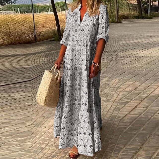 EOS | Halbarm V Ausschnitt Boho Kleid Sommerkleid