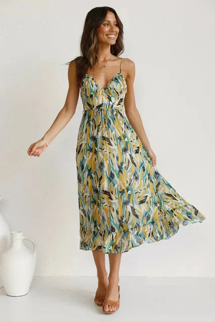 EOS | Ärmellos V Ausschnitt Sommerkleid Sonnenkleid