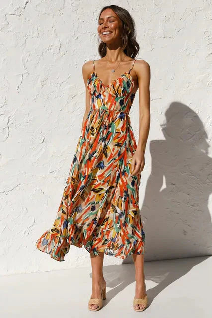EOS | Ärmellos V Ausschnitt Sommerkleid Sonnenkleid