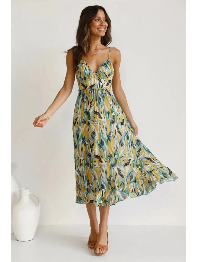 EOS | Ärmellos V Ausschnitt Sommerkleid Sonnenkleid